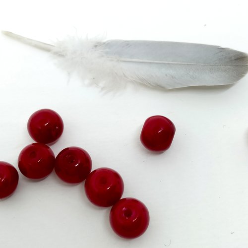 Lot de 10 perles rouge 8 mm