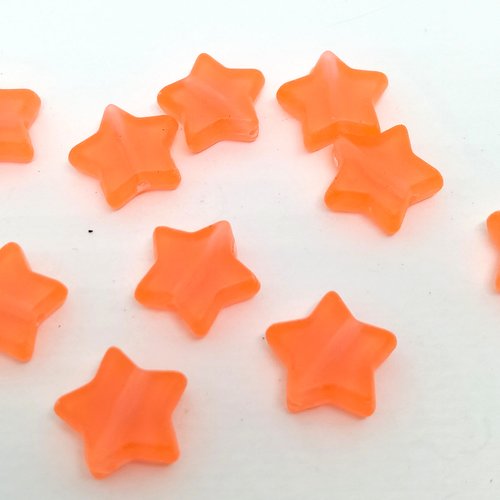 Lot de 7 étoiles orange fluo x 10 mm