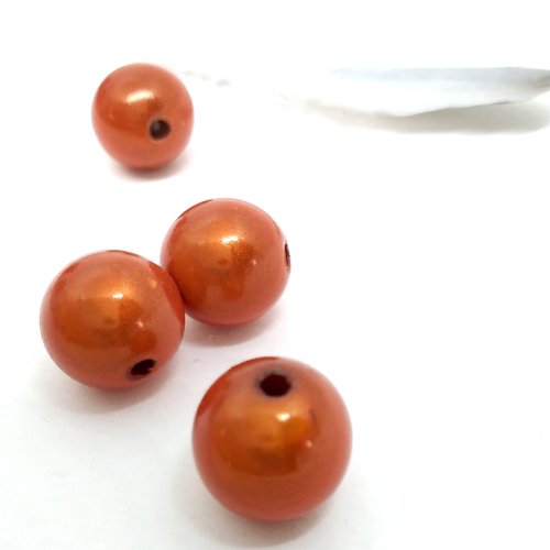 Lot de 4 perles magiques orange diam 12 mm