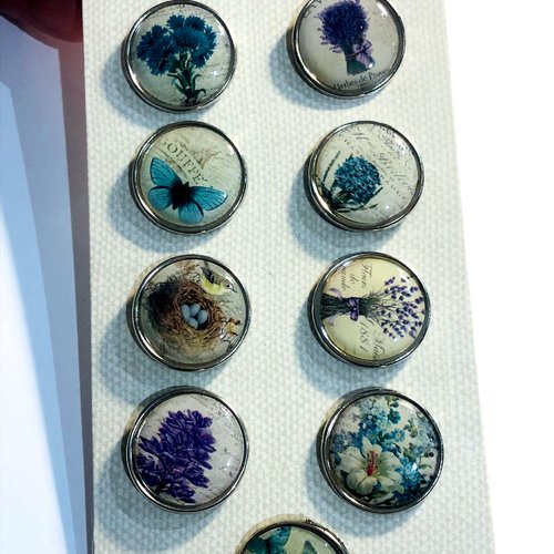 Attaches parisiennes thème  fleurs papillons lavande (x9)