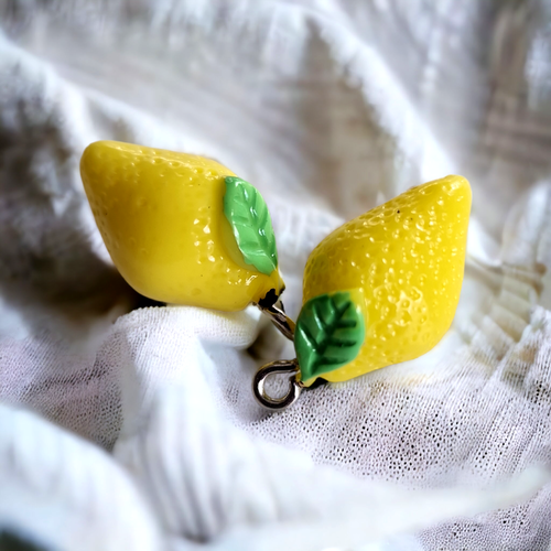 Citron jaune et sa feuille verte