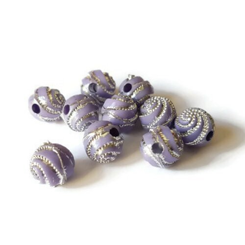 Perles rondes spirales violettes claires 8 mm 