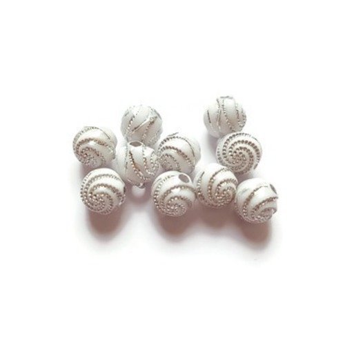 Perles rondes spirales blanches 8 mm 