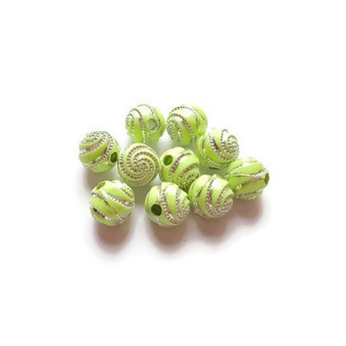 Perles rondes verte spirales 8mm 