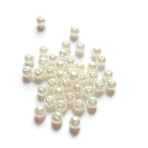 Lot de 10 perles beiges 8mm 