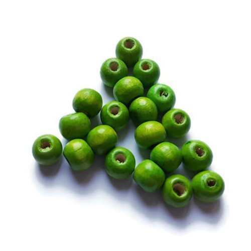 Perles en bois vert 