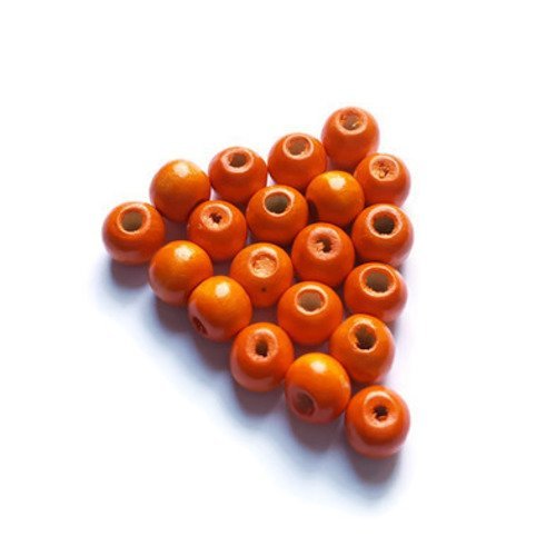 Perles en bois orange 