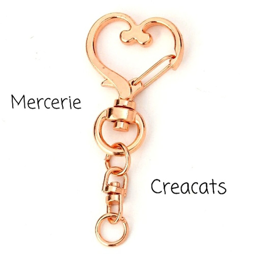 1 porte clé mousqueton coeur bijoux de sac anneau pivotant métal or rosé -  Un grand marché