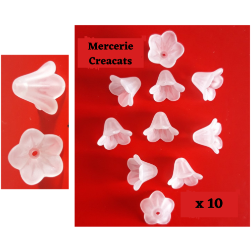 X 10 calottes coupelles acrylique fleur blanc givré