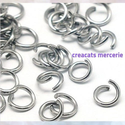 X 30 anneaux ouverts acier inoxydable 6 x 0,7 mm argenté