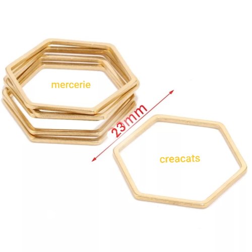 2 pendentif breloque connecteur acier inoxydable doré anneaux fermés  forme exagone