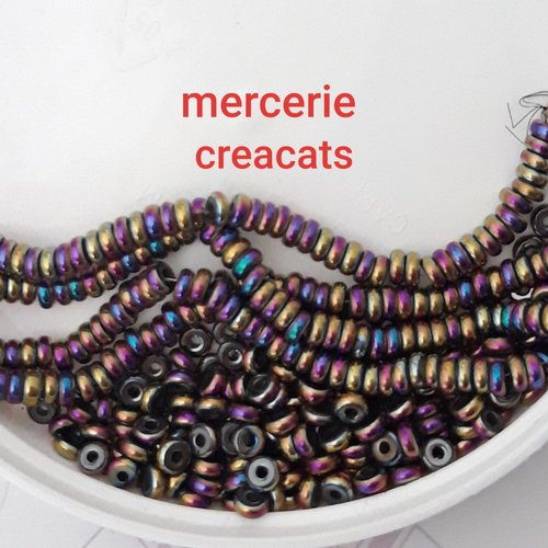 X 20 perles hématite multicolore arrondie type heishi 4 mm