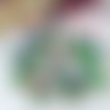 10 perles émail cloisonné ovale fleurs vert foncé / multicolores