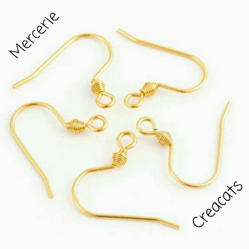 X 2 paires boucles d'oreille crochets acier inoxydable couleur doré or jaune