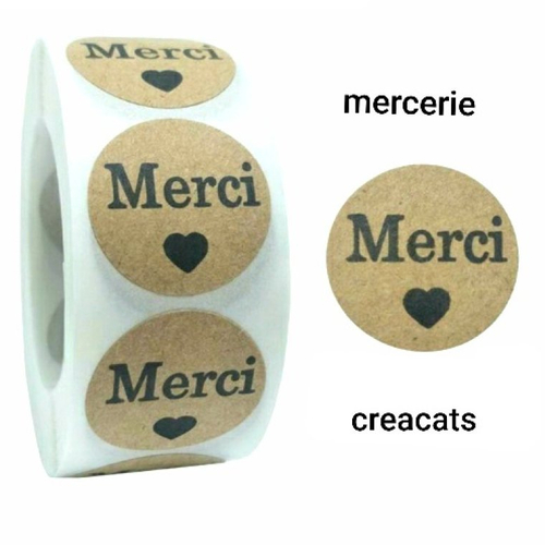 X 12 étiquettes autocollantes stickers papier " merci "