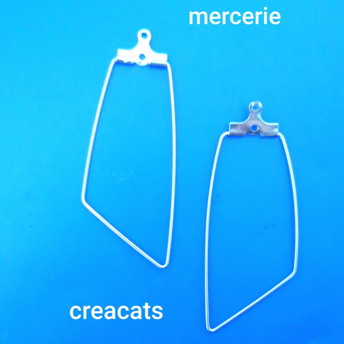 X 2 pendentifs ou supports boucle d'oreille créoles géométriques ouverts acier inoxydable argenté