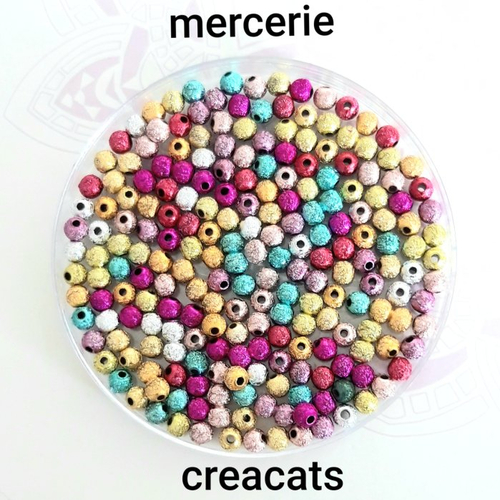 X 40 perles acrylique ronde stardust à paillettes multicolores