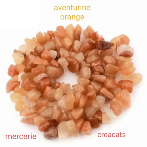 30 perles chips aventurine orange