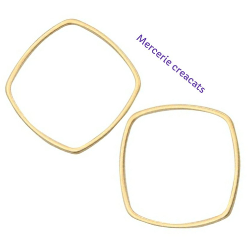 2 pendentifs acier inoxydable doré anneaux fermés carré arrondi