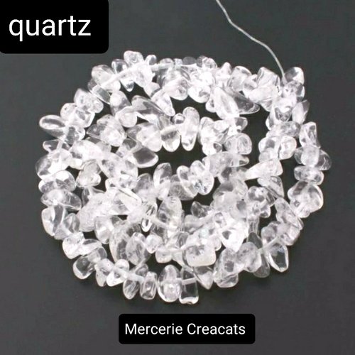 X 30 perles chips quartz transparent blanc