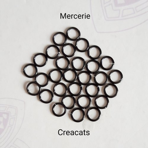 X 10 anneaux ouverts acier inoxydable noir 4 mm x 0,6 mm