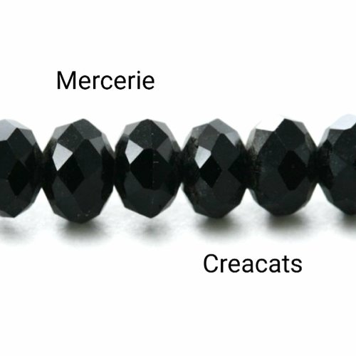 X 10 perles à facettes noires en verre 4mm