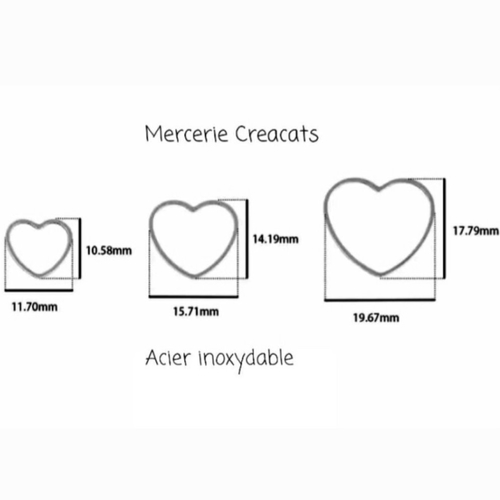 X 2 anneaux fermés acier inoxydable argenté connecteur pendentif coeur - 3 tailles
