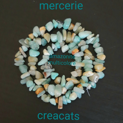 X 30 perles chips amazonite multicolore