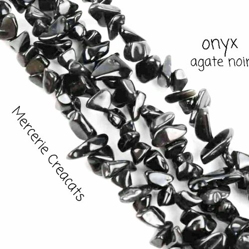 X 30 perles chips agate noire / onyx noir