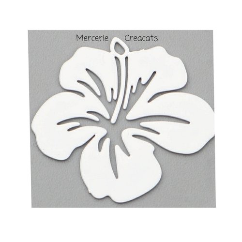 1 pendentif fleur tropicale filigrane laser cut hibiscus blanc