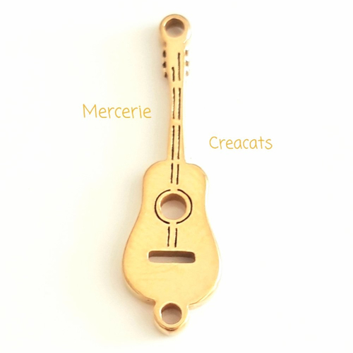1 pendentif connecteur breloque guitare acier inoxydable doré