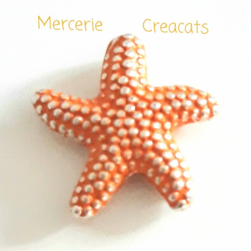 1 perle étoile de mer en métal orange corail