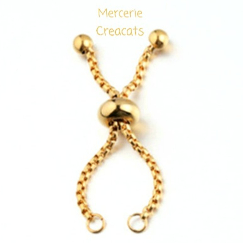 1 support bague connecteur réglable ou fermeture bracelet acier inoxydable doré à perle coulissante à customiser personnaliser
