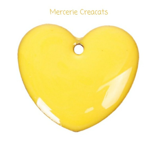 X 2 sequins coeur émaillé jaune
