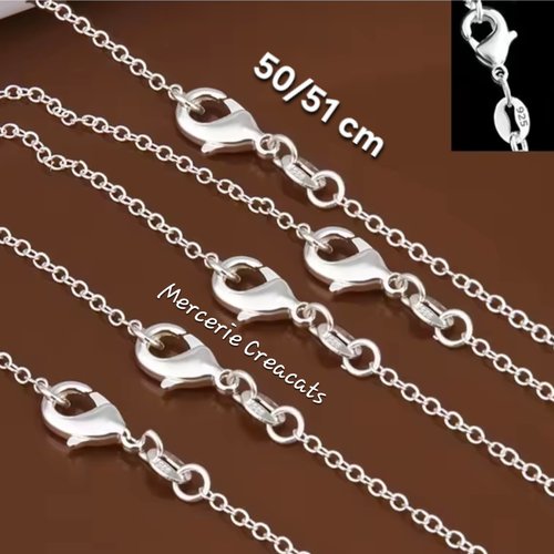1 collier chaine fine argent 925 poinçonné +/- 50 cm