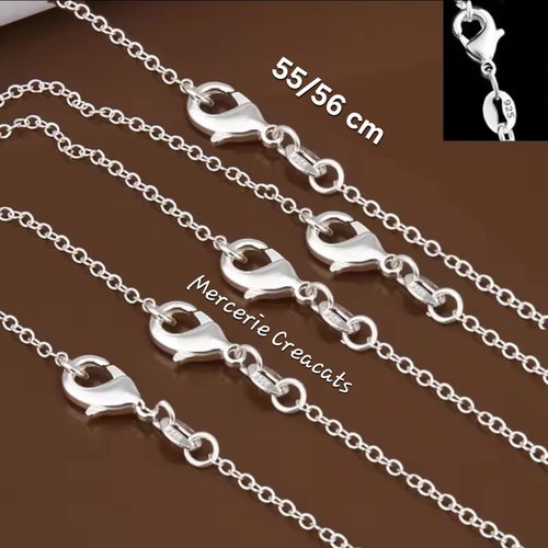 1 collier chaine fine argent 925 poinçonné +/- 55 cm