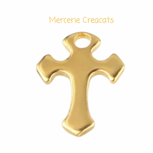 1 pendentif breloque croix acier inoxydable doré
