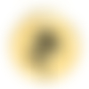 1 pendentif médaillon rond acier inoxydable doré gravure noire fleur " rose "