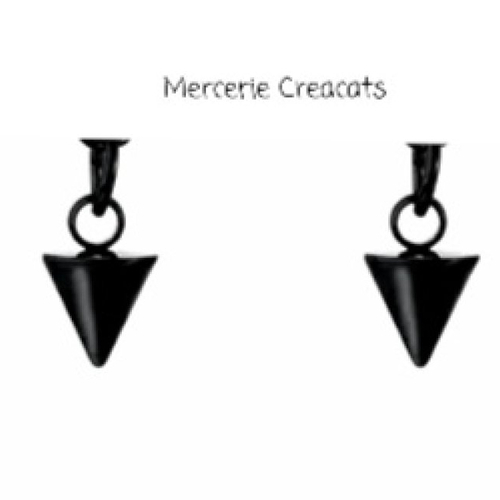 1 pendentif breloque acier inoxydable noir pointe cône pendule + anneau de jonction