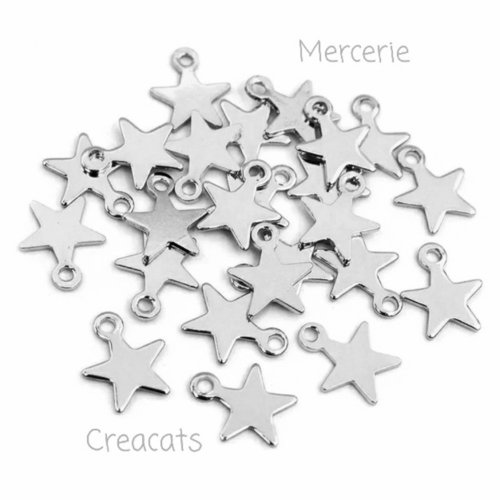X 10 breloques étoile métal argenté