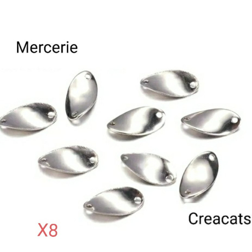 X 8 pendentif connecteur acier inoxydable argenté torsade ovale