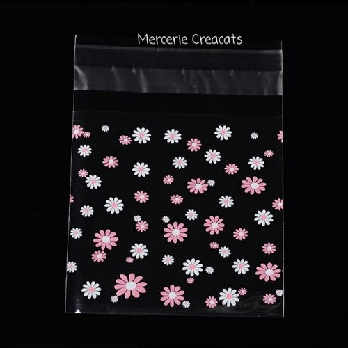 X 10 pochettes emballage papier cellophane cristal fleurs