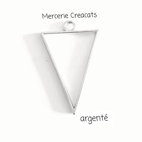 1 pendentif cadre ouvert triangle  métal argenté pour moulage création résine fimo pâte polymère