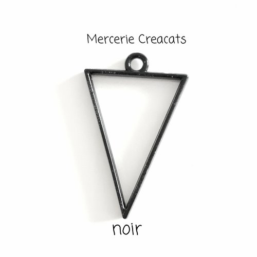 1 pendentif cadre ouvert triangle  métal noir pour moulage création résine fimo pâte polymère