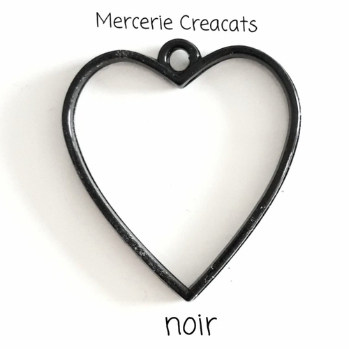 1 pendentif cadre ouvert coeur métal noir pour moulage création résine fimo pâte polymère