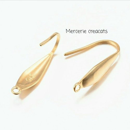 1 paire boucles d'oreille  crochets 316 acier inoxydable doré