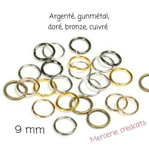 X 30 anneaux de jonction 9 mm métal 5 couleurs