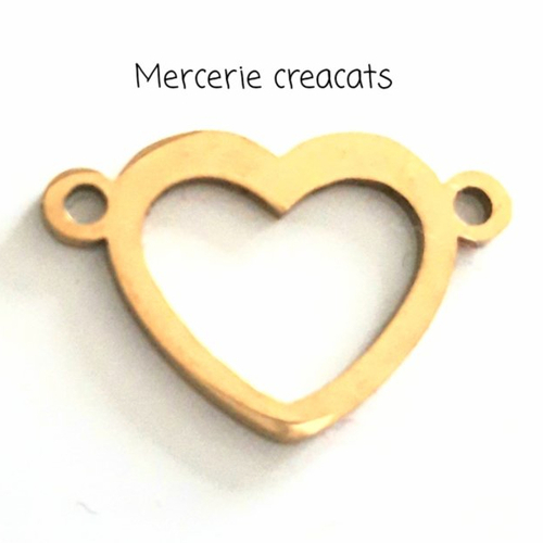 1 connecteur pendentif acier inoxydable doré coeur