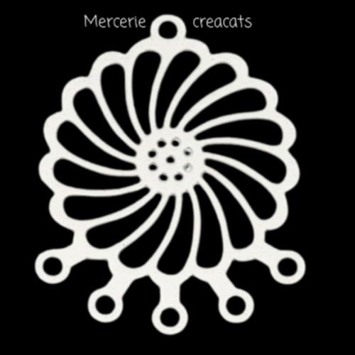 1 pendentif support connecteur filigrane 5 trous de suspension métal argenté