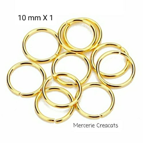 X 20 anneaux acier inoxydable doré 10 mm x 1